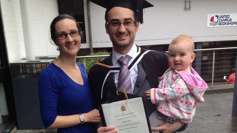 Jim Tosh, his partner Sam Turner and their daughter Leila