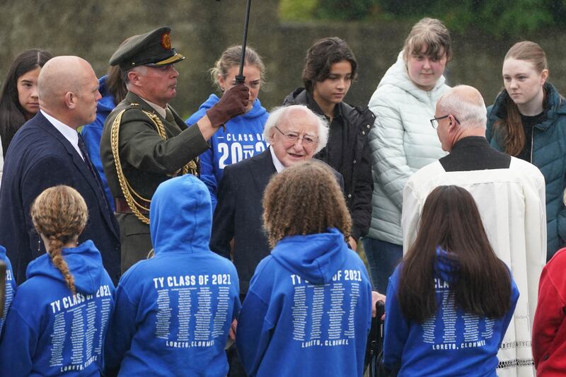 President Michael D Higgins attends Nicole Murphy's funeral near Clonmel, Co Tipperary. Photograph: Brian Lawless/ PA