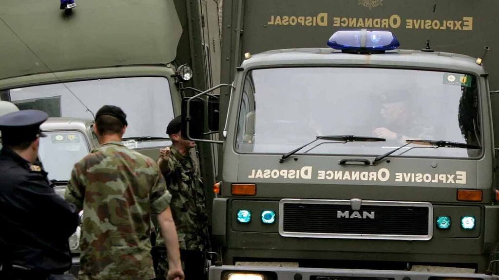 The army bomb disposal team made safe an improvised explosive device in Finglas, Dublin. Photograph: David Sleator/The Irish Times