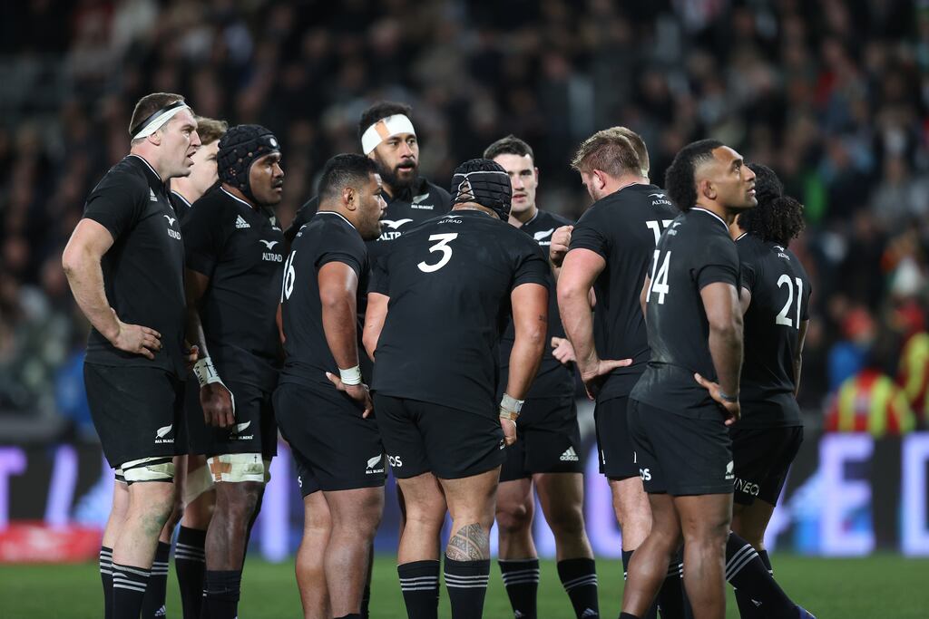 The All Blacks were stung by defeat in the second Test at Dunedin and will be looking to set the record straight in the third Test at Wellington. Photograph: Phil Walter/Getty Images