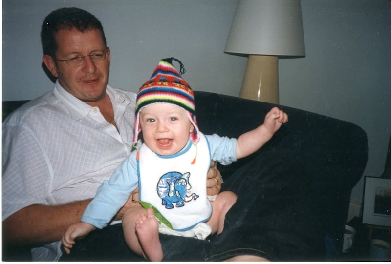 Richard Mills and his son Finn, who is now 20