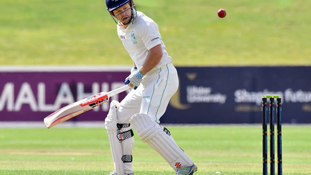 Ireland’s Ed Joyce keeps his eye on the ball at Malahide last year Photograph: INPHO