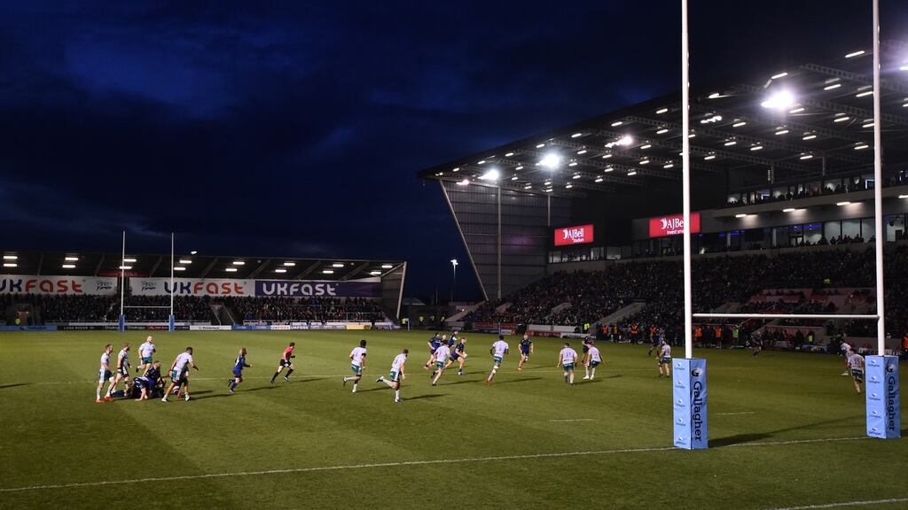 Sale take on Northampton in December - players from both clubs have taken pay cuts during the coronavirus crisis. Photograph: Nathan Stirk/Getty