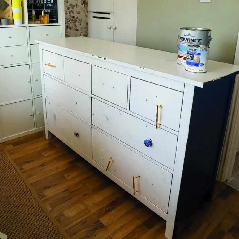 Revive old flat-pack furniture with paint and new handles