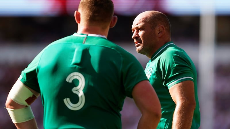 Ireland captain Rory Best during his side’s heavy defeat to England. Photograph: Will Oliver/EPA