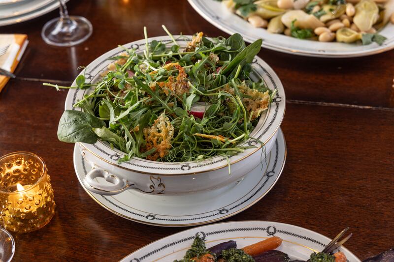 Winter greens with double crisped sprouts