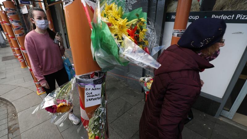 Flowers and messages for Akram Hussain in Drumcondra, Co Dublin. Photograph: Nick Bradshaw/The Irish Times
