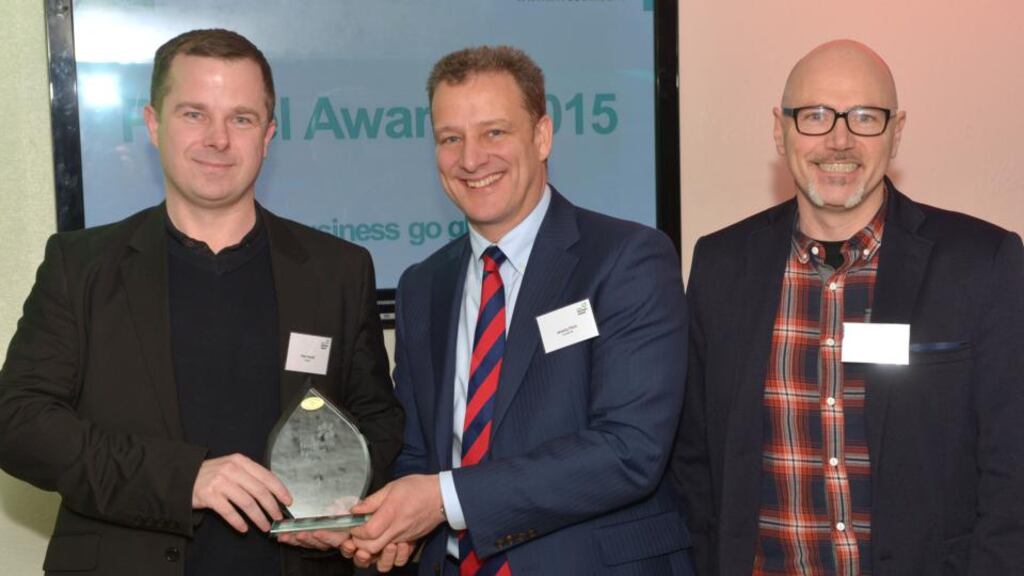 Paul Hamill (Inflyte), Jeremy Fitch (InvestNI), Paul McConnon (Inflyte). Photo by Aaron McCracken/Harrisons