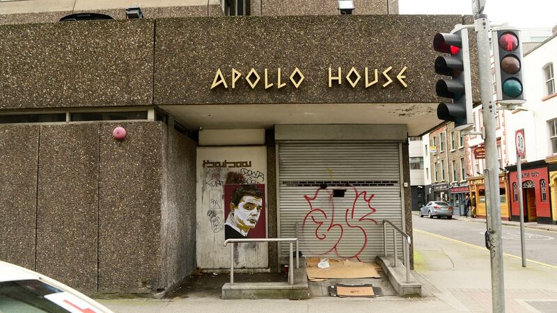 The grim slab of Apollo House. Photograph: Cyril Byrne