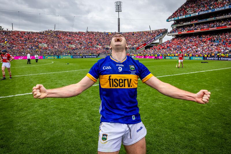 Tipperary’s Conor Stakelum celebrates beating Cork in Sunday's All-Ireland final. Photograph: Morgan Treacy/Inpho
