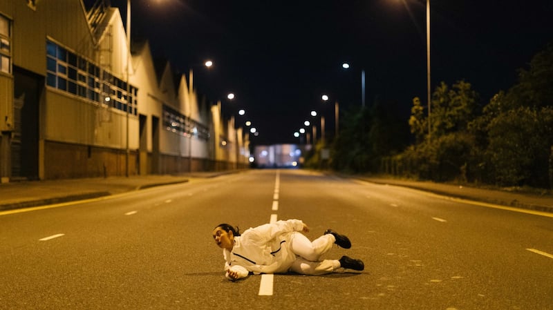 Hunter Filmed is a recycling of Oona Doherty’s previous works: the stage performance of Hope Hunt & the Ascension into Lazarus and the gallery installation work Death of a Hunter. Filmed in Belfast, it is free to access online during BIAF21. Photograph: Luca Truffarelli