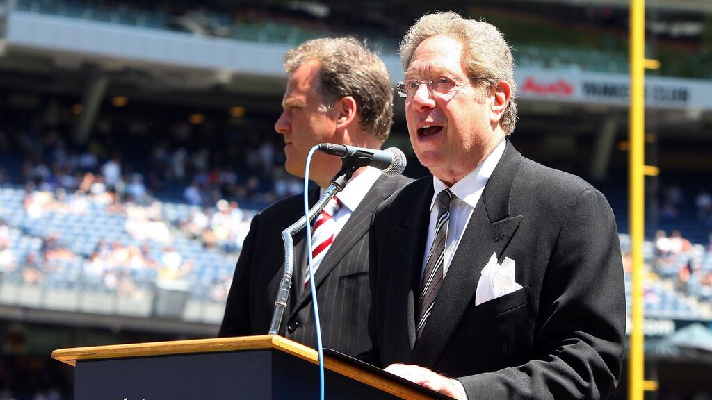 John Sterling: New York Yankees’ radio broadcaster. The team plays 162 regular season games and he hasn’t missed a single one since 1990. Photograph: Jim McIsaac/Getty Images