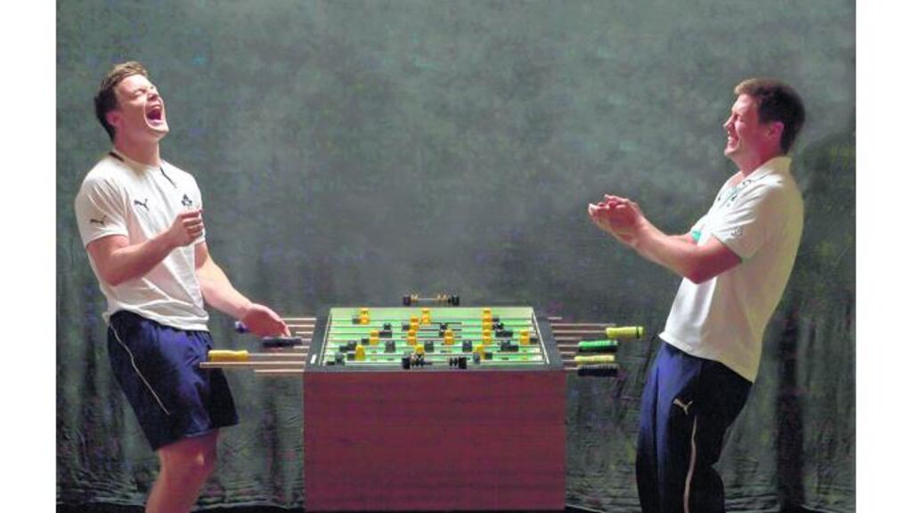 O'Driscoll and O'Gara get into the competitive spirit ahead of the World Cup. - (Photograph: Billy Stickland/Inpho)