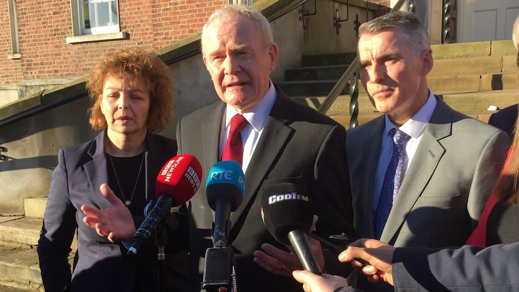 Sinn Féin Deputy First Minister Martin McGuinness outside Clifton House in Belfast. Photograph: David Young/PA Wire