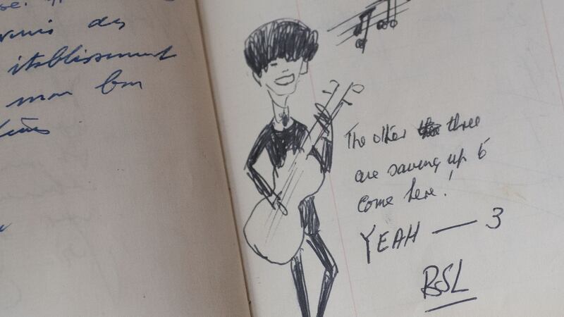John Lennon’s entry in the guest book from Jammet’s restaurant. Photograph: Dave Meehan