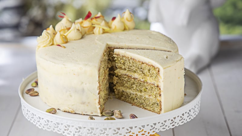 Pistachio and orange Easter cake