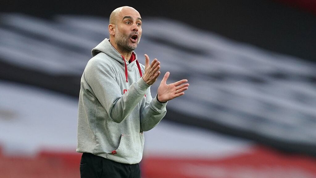 Manchester City manager Pep Guardiola: ‘We lost but we played better.’ Photograph: John Walton/PA Wire