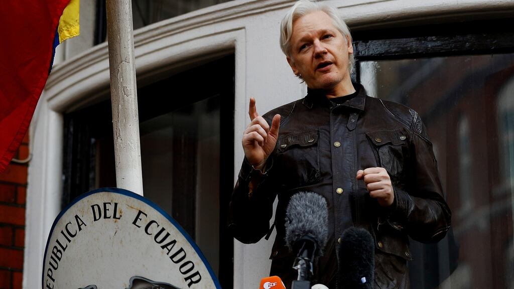 WikiLeaks founder Julian Assange on the balcony of the Ecuadorian embassy in London. He fears being extradited to the United States for having published a huge cache of US diplomatic and military secrets. File photograph: Reuters