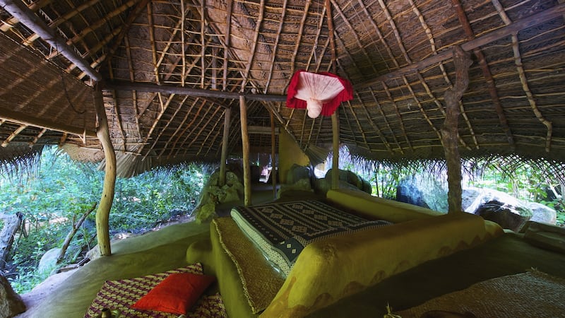 Accommodation consists of mud clay huts, dotted around the property, which are simple and sparse – and perfect.