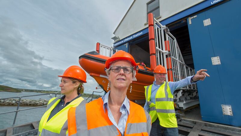 Baltimore lifeboat: shore crew Kate Callanan, Rianne Smith and Declan Tiernan. Photograph: Michael Mac Sweeney/Provision