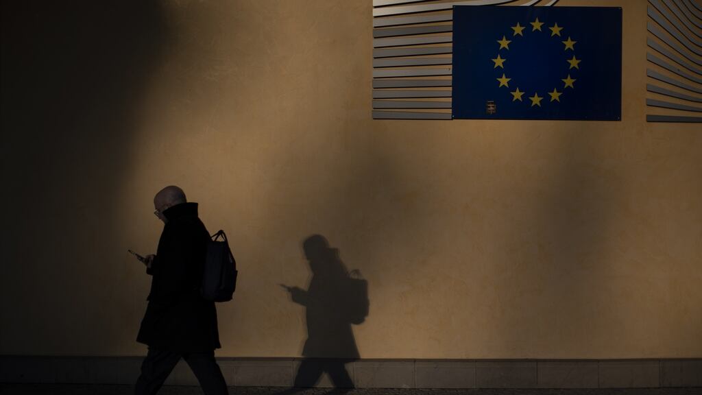 A man walks past the headquarters of the European Commission in Brussels. The compromised material provides insight into Europe’s struggle to understand the political turmoil engulfing three continents. Photograph: Dan Kitwood/Getty Images
