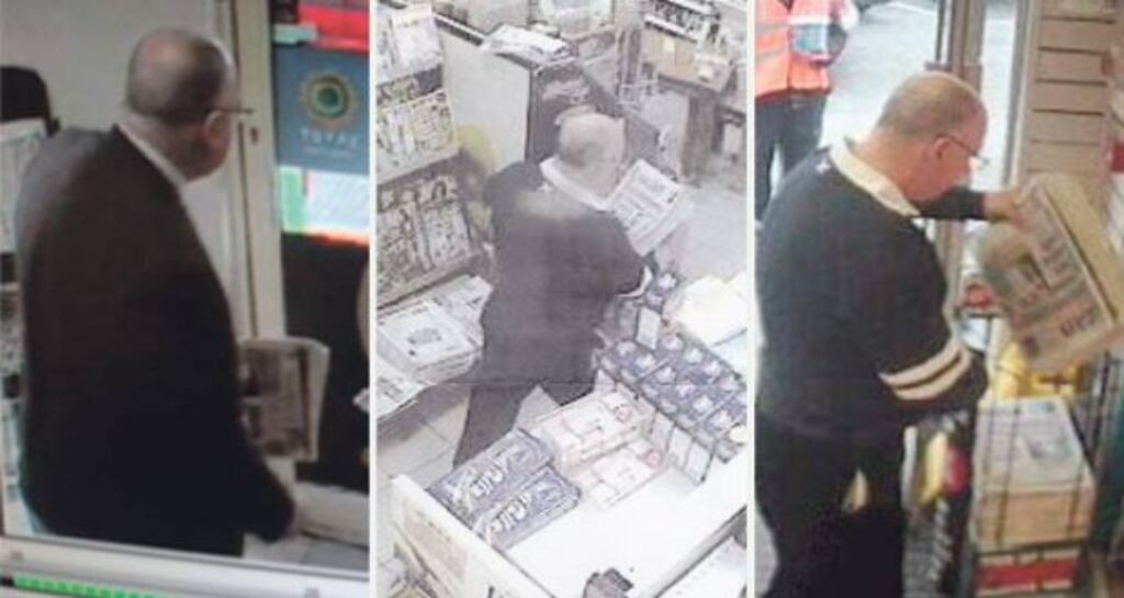 Tommy Morris pictured in shops in Lucan. Photograph: courtesy Lucan Gazette