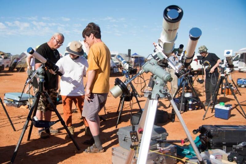 Eclipse chasers gather in the remote Australia town of Exmouth. Photograph: AP