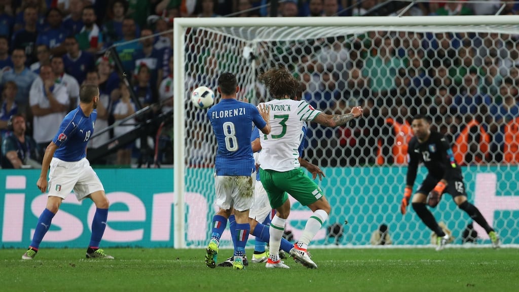 Jeff Hendrick nearly gave Ireland the lead in the first half with a fizzinf left footed effort. Photograph: PA