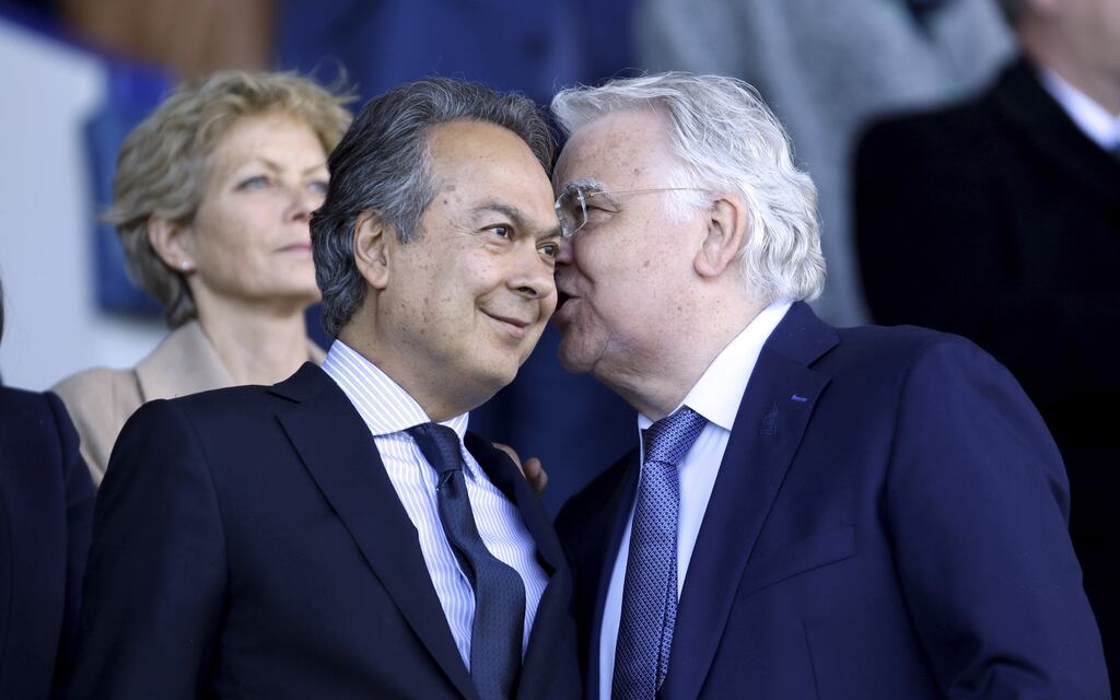 Everton's Farhad Moshiri, left and Bill Kenwright. Photograph: Richard Sellers/PA Wire