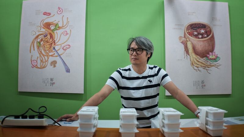 Feng Xiao at Mishi, a start-up in Hangzhou which offers a food delivery service. Photograph: Jes Aznar/The New York Times