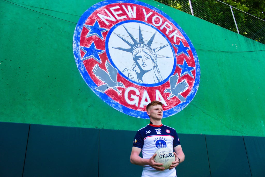 So good they've made it twice: Tiernan Mathers is part of the New York side that, following April's match in Sligo, will take on Carlow in Netwatch Cullen Park this weekend. Photograph: Sportsfile