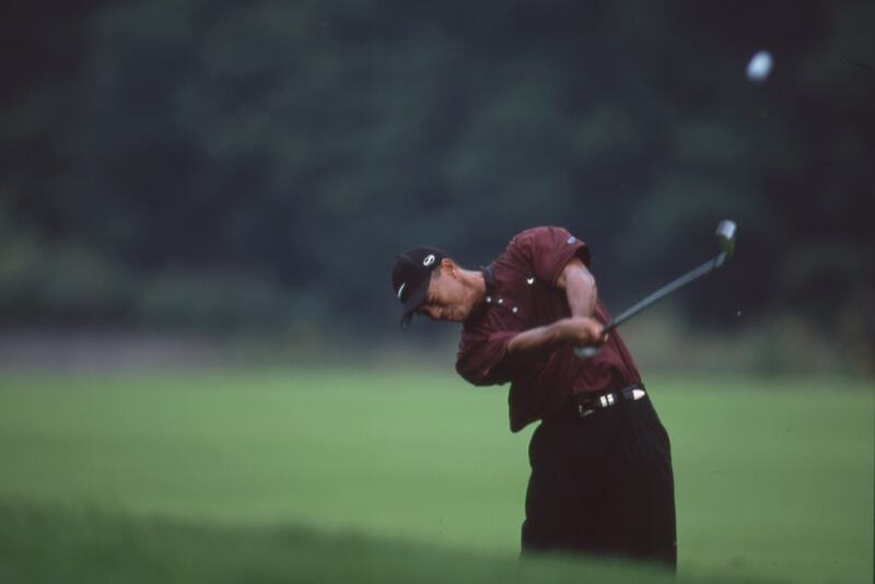 Tiger Woods hit a shot for the ages during his final Canadian Open round at Glen Abbey GC, Oakville, Canada in 2000. Photograph: Jim Gund /Sports Illustrated/Getty Images