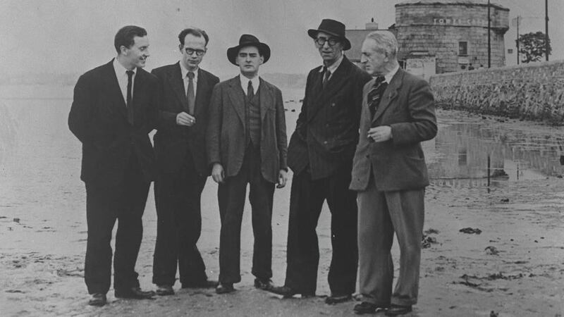 From left: John Ryan, Anthony Cronin, Brian O’Nolan, Patrick Kavanagh and Tom Joyce on Sandymount strand in Dublin on June 16th, 1954, the inaugural Bloomsday, which celebrated the 50th anniversary of the day recorded in James Joyce’s novel Ulysses.