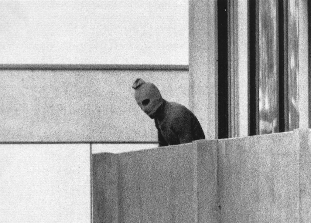 A member of the group that held members of the Israeli Olympic team hostage in Munich, September 5th, 1972. Photograph: Kurt Strumpf/AP