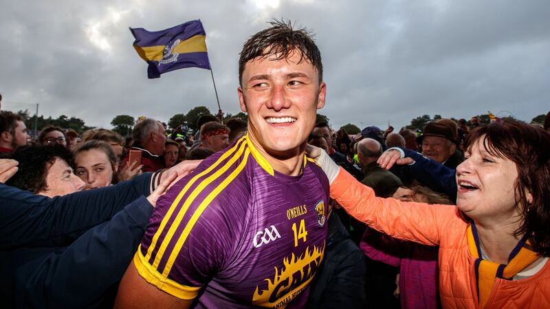 Lee Chin and Wexford fans celebrate the championship win over Kilkenny last summer. Photograph: James Crombie/Inpho