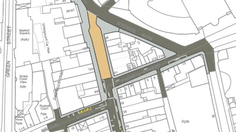 The section of Capel Street proposed for pedestrianisation. The rest of the street will allow traffic. Photograph: Dublin City Council