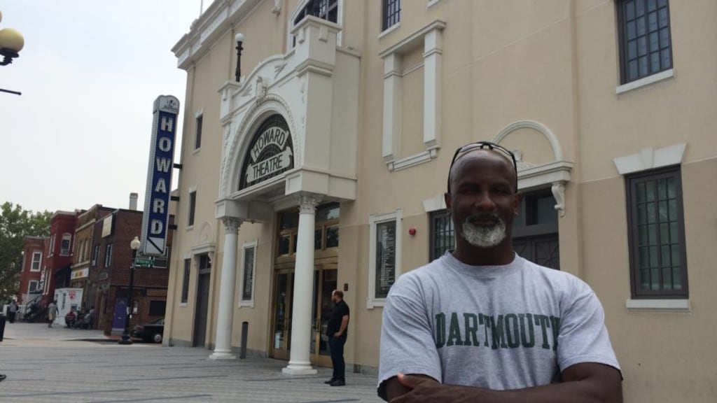 Martin Moulton, community activist and resident of the Shaw neighbourhood in Washington DC, outside the historic Howard Theatre.