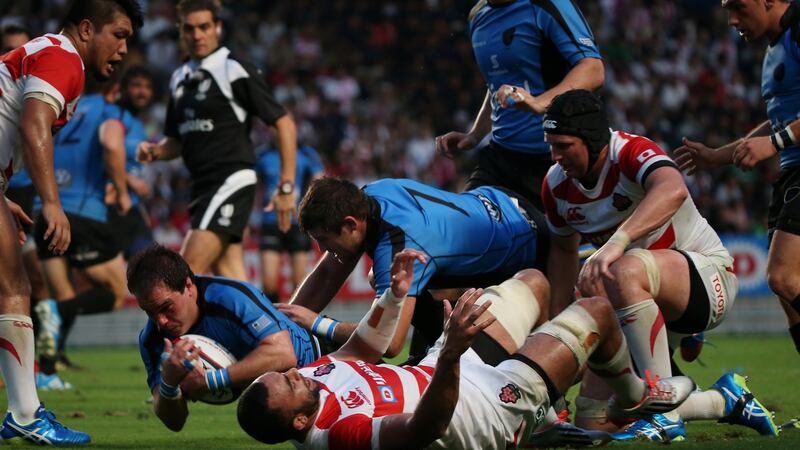 Uruguay captain Juan Manuel Gaminara in action against Japan in 2015. Photograph: Ken Ishii/Getty