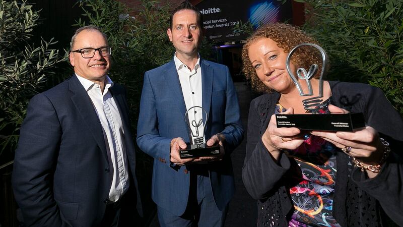 Pictured left to right: David Dalton, Deloitte; Sinead Fitzmaurice, TransferMate; Terry Clune, TransferMate. Photograph: Shane O’Neill.
