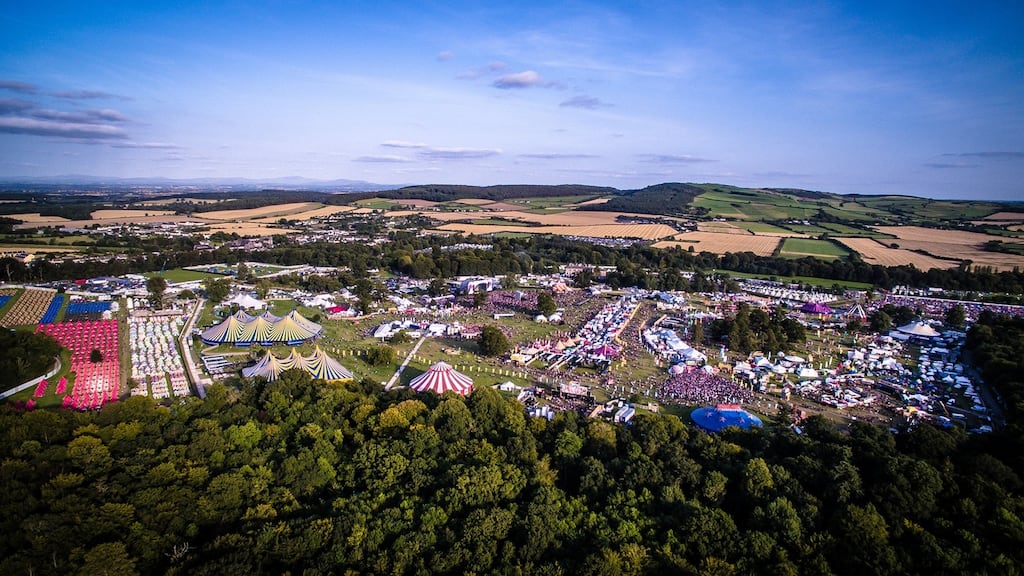 A bird’s eye view of Electric Picnic 2015 in Stradbally, Co Laois. Photograph: Niall Bouzon/Inpho/Red Bull