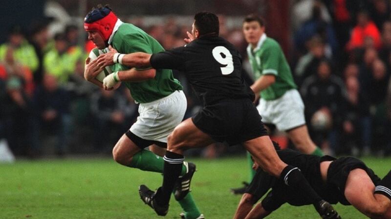 Anthony Foley goes past Byron Kelleher of New Zealand in November, 2011. Ireland lost the game, 40-29, a reverse of the most recent game. Photograph: Lorraine O’Sullivan/Inpho