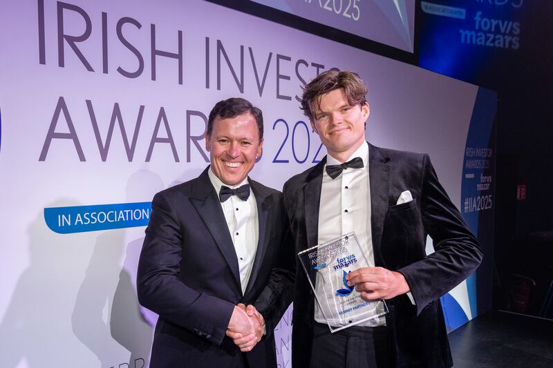 Anton Savage, host of Irish Investor Awards and Cillian Hillard, Growth Equity Investor. Photograph: Corporate Photographers Dublin