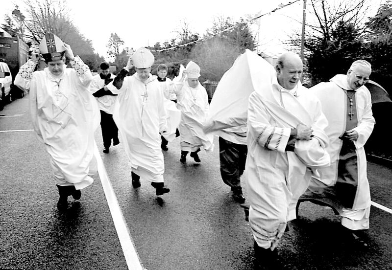 'I took this photograph at the ordination of the new Archbishop of Tuam, Dr Michael Neary, in 1995. Little did I know how symbolic it would become as the Irish Catholic Church was about to enter a very stormy and turbulent period. Included in the photograph are, from left: Most Rev Dr Joseph Cassidy, retiring Archbishop of Tuam; Cormac Forkan, Tooreen; Archbishop Neary; John Lynch, Tuam; His Excellency Emmanuel Gerada, Apostolic Nuncio to Ireland; Most Rev Dr Dermot Clifford, Archbishop of Cashel, and Cardinal Desmond Connell, Archbishop of Dublin.' Photograph: Henry Wills