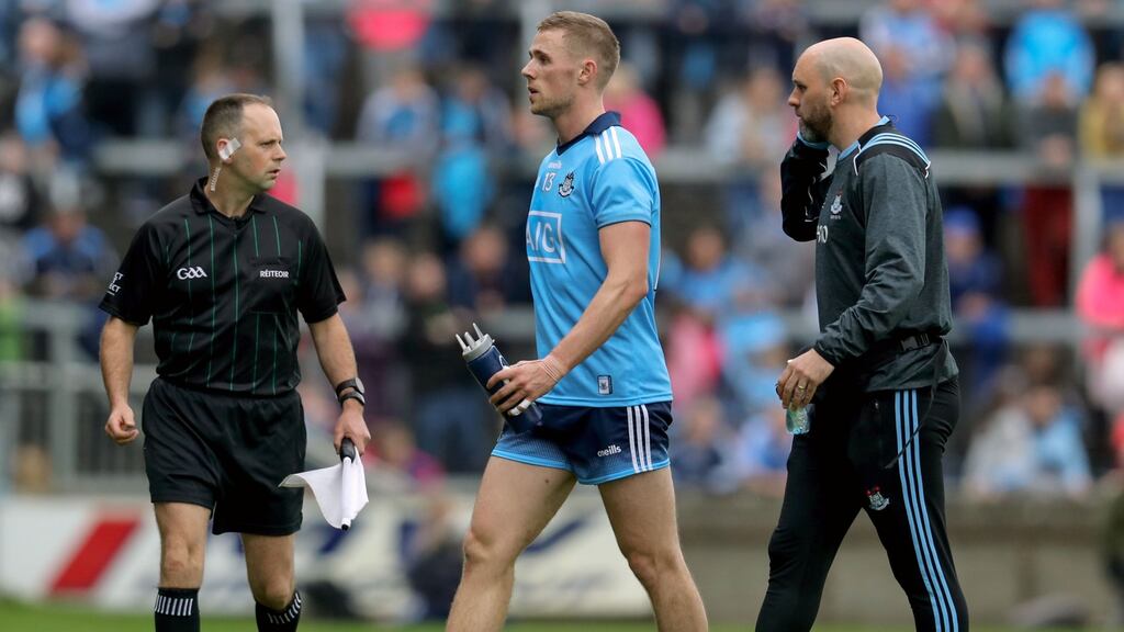 Dublin’s Paul Mannion after being sent off against Louth. Photograph: Oisin Keniry/Inpho