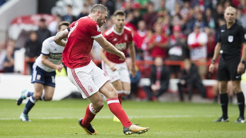 Daryl Murphy scores Nottingham Forest’s second form the spot. Photograph: Mark Robinson/Getty