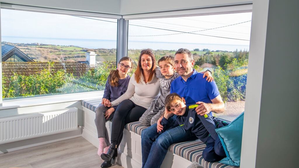 The Deacon family in their home on Tara Hill, Co Wexford. William and Gráinne Deacon with their children Sam (12), Aoife (11) and Adam (9). Photograph: Patrick Browne