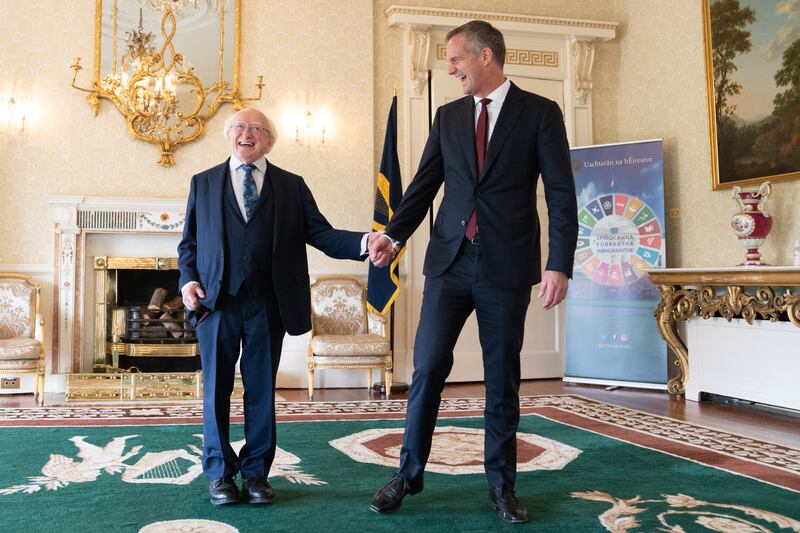 Shadow Northern Ireland secretary Peter Kyle meets President Michael D Higgins at Áras an Uachtaráin during his two-day visit to Dublin with Keir Starmer.