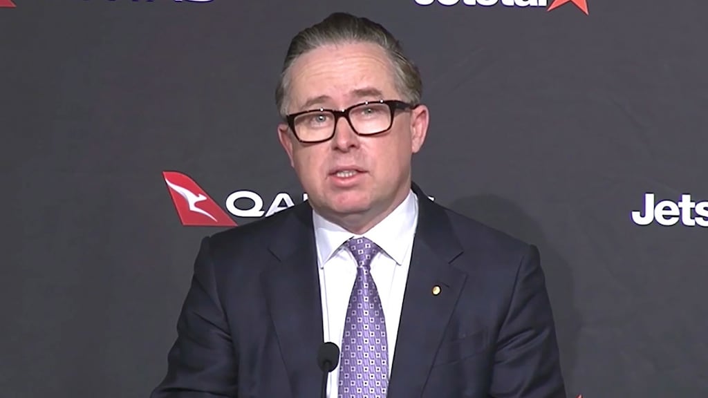 Qantas CEO Alan Joyce: he said the airline was also examining the possibility of requiring vaccinations for domestic travellers. Photograph: Mick Tsikas/EPA