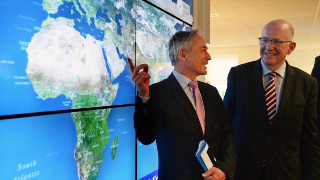 Minister for Jobs and Enterprise Richard Bruton with Minister for Foreign Affairs and Trade Charlie Flanagan, at the launch of the St Patrick’s Day Enterprise International programme. Photograph: Eric Luke/The Irish Times