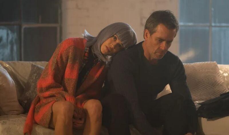 Pearce with Matilda Lutz in Zone 414. Photograph: Aidan Monaghan/Saban Films